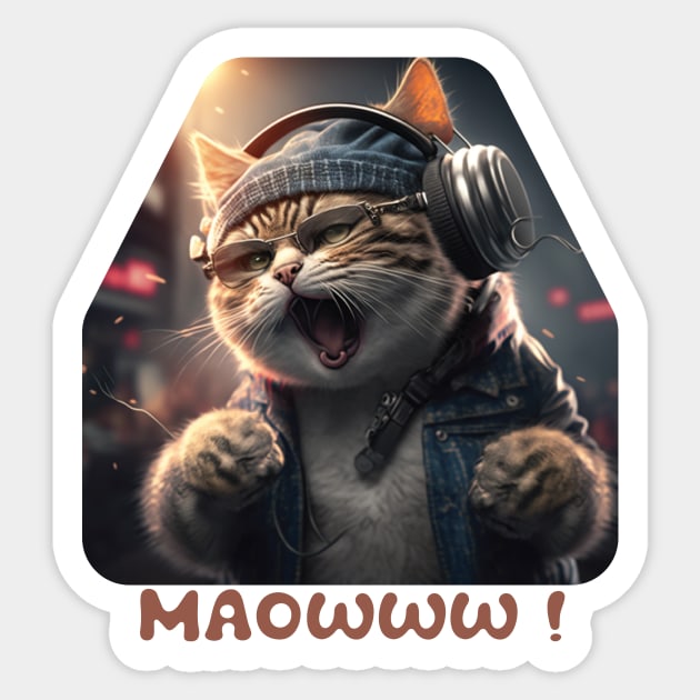 MAOWWW Clubber Cat Sticker by MusicianCatsClub